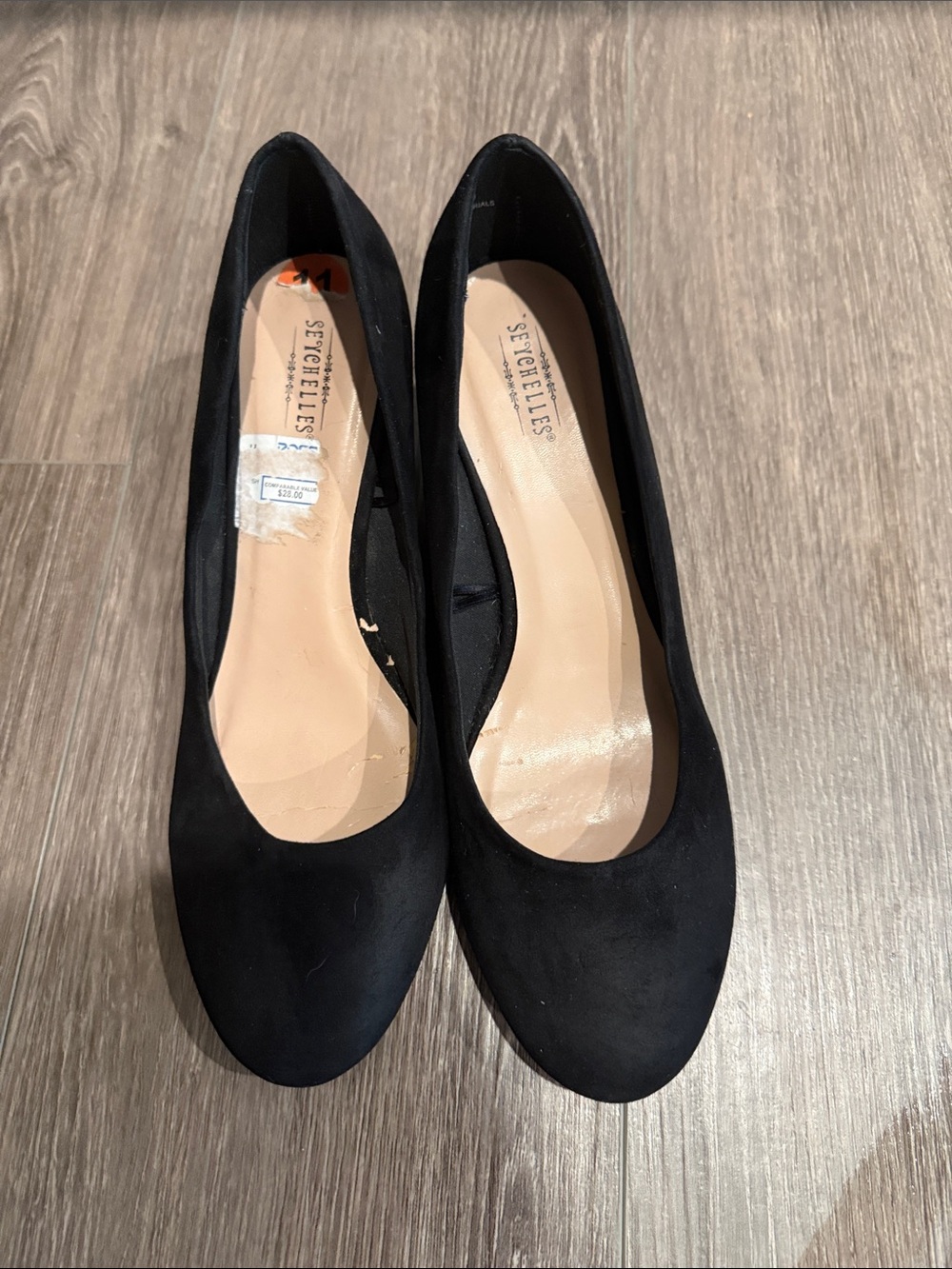 Seychelles Black Suede Round-Toe Heels